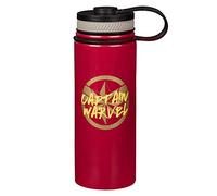 The Marvels: Captain Marvel Stainless Steel Water Bottle, 18oz - Insulated Thermos To-go Travel Bottle for Coffee, Water and More - Avengers Movie Gift for Kids, Girls, Teens, Women and Adults