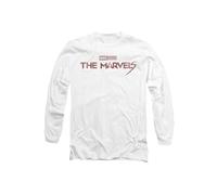 The Marvels Distressed Logo Long Sleeve T-Shirt, White Marvel White XXL