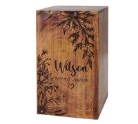 The Maryam Crafts Personalized Rosewood Floral Cremation Urn for Human Ashes, Decorative Memorial Urn Box, Adult Male & Female, Small Urn for Ashes, Flowers, Funeral Urn Box Size (6"x3.5"x3.5")