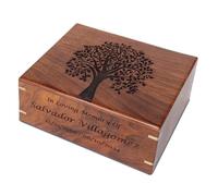 The Maryam Crafts Personalized Rosewood Wooden Urn - Tree of Life Pattern, Brown, 8" x 6" x 3.5" - 55 Kg (120 Lbs), Decorative Urn for Human or Pet Ashes
