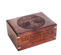 The Maryam Crafts Personalized Wooden Engraved Cremation Urn, Medium - 8 x 5.5 x 3.5 Inches
