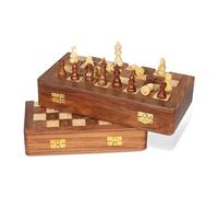 The Maryam Crafts Rosewood Foldable Travel Chess Set - 12 inches, 2 Players, Ages 8+
