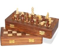 The Maryam Crafts Rosewood Foldable Travel Chess Set for The Blind or Those with Low Vision or Visually Impaired - Large (10 inch)