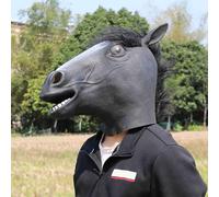 The Mask Costume Party Horse Style Latex Toys Halloween Head Prop Animal Halloween Latex Mud Horse Headgear Cos Quirky Holiday Party Performance Props face Mask(Black,One Size)