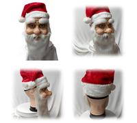 The Mask Costume Santa Christmas Red Hat White Beard Old Man Holiday Dance Party Headgear Christmas Hat Scary Halloween Mask For Adults(White # 2,70x20x3cm)