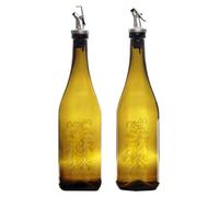 the mask el turko Glass Olive Oil Dispenser Set, Vinegar, Oil Dispencer, Oil Bottles for Kitchen, Pomegranate Syrup Dispencer, Vinegar Bottle (750ml/25oz) (2 Pieces Classic)