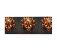 The mask of Burning Flames Printed Extra Large Mouse Pad 12x31.5in for Office, Gaming, and Learning - Durable, Comfortable, and Environmentally Friendly