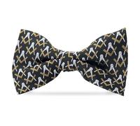 THE MASONIC COLLECTION - 100% Silk Woven Bow tie - Silver & Brown Square & Compass - With Pre tie (adjustable) - Hand Finished - Freemason Gifts for Men