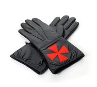 THE MASONIC COLLECTION - Black Knights Templar Leather Gauntlets - Comes With Red Cross Symbol - Freemason Gifts for Men