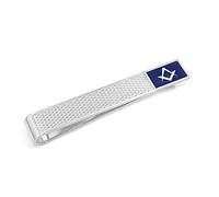 THE MASONIC COLLECTION - Blue Tieslide With Silver Plating - Diamond Cut Pattern - Comes in Beautiful Velvet pouch/Gift Box - Freemason Gifts for Men