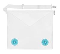THE MASONIC COLLECTION Craft Fellow 2nd Degree Leather Apron - White Colour with Blue Rosettes - Imitation/Lambskin Leather - Adjustable Belt - Freemason Gifts for Men