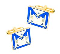 THE MASONIC COLLECTION - Craft Provincial Apron Cufflinks - Gold plated - Royal blue enamelled - with Velvet gift pouch or Cufflink gift Box - Freemason Gifts for Men