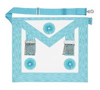 THE MASONIC COLLECTION Craft Regalia Master Masons MM 3rd Degree Apron - Lambskin or Faux Leather - Freemason Gifts For Men (Blue - Faux Leather)