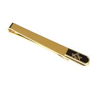 THE MASONIC COLLECTION - Craft Tie Slide For Men - Gold Plated With Square and Compass Design - Black Enamelled - Comes in Velvet Pouch - Freemason Gift For Men