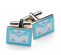 THE MASONIC COLLECTION Craft Worshipful Master WM Apron Cufflinks for Men - Silver Plated with Square & Compass Symbol - Freemason Regalia Gift in Cufflink Box or Velvet Pouch