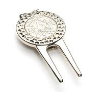 The Masonic Collection - Divot Repair Tool with Golf Ball Marker - Silvered Design with Freemason Ensigns - A Useful Gift Accessory for Freemason Men