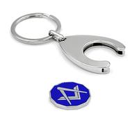 THE MASONIC COLLECTION - Forget Flower Design Trolley Keychain and Coin - Designed with Square & Compass - A Quality Masonic Gift for Men