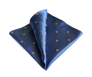The MASONIC Collection - Freemasons Knight Templar Pocket Square, 100% Silk Handkerchief - Blue, All over Knights Templar Shield emblem