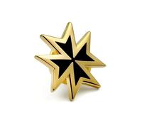 THE MASONIC COLLECTION - Gold Plated Knights Malta Badge - Clutch Pin Fitting - Comes in Clear Bag - Freemason Gifts for Men
