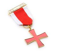 THE MASONIC COLLECTION - Knights Templar Breast Jewel - Premium Red and White Colour - Stickpin Fitting - Freemason Gift for Men