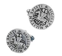THE MASONIC COLLECTION Knights Templar Silver Round Seal Cufflinks - Silver Plated - Useful Gift Accessory for Freemason Men