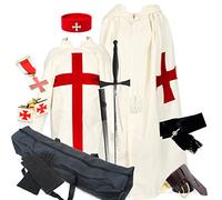 THE MASONIC COLLECTION - Masonic Knights Templar KT Full Regalia Pack - Mantle, Tunic, Gloves, Cap, Star Jewel, Breast Jewel, Sash, Sword, & Cufflinks - Freemason Gift For Men