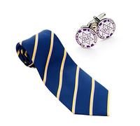 THE MASONIC COLLECTION - OSM Royal Blue Silk Woven Tie & Matching Silver Plated Cufflinks Set - Hand Finished - Freemason Gifts for Men