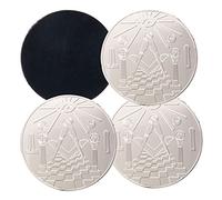 THE MASONIC COLLECTION - Pavement Square & Compass Coaster Set - Durable Material - Freemason Gifts for Men