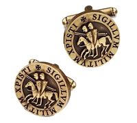 THE MASONIC COLLECTION - Rustic Bronze Round Knights Templar Seal Antique Cufflinks - Bronze plated - Freemason Gift For Men