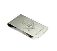 THE MASONIC COLLECTION Silver Plated Square & Compass Money Clip with G Logo - Engraved Masonic Money Holder - Freemason Personalised Gift for Men (Square & Compass with G)