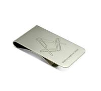 THE MASONIC COLLECTION Silver Plated Square & Compass Money Clip with G Logo - Engraved Masonic Money Holder - Freemason Personalised Gift for Men (Square & Compass Without G)