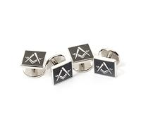 THE MASONIC COLLECTION - Square and Compass Shirt Studs - Silver Plated - Comes in Velvet Pouch - Freemason Gifts for Men