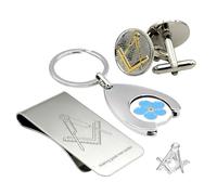THE MASONIC COLLECTION Square & Compass Gift Set - Includes Cufflinks, Keyring, Lapel Pin & Money Clip - Freemason Personalised Gift for Men
