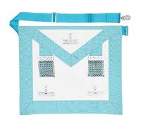 THE MASONIC COLLECTION - Worshipful Master WM/PM Leather Apron - Sky Blue - Silver Pated Levels & Ball Chains with Pockets - Freemason Gift For Men