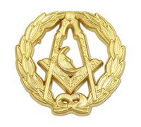 The Masonic Exchange Masonic Wreathed Junior Deacon Moon Gold Lapel Pin - 1 1/4" Diameter