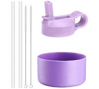The Mass Straw Lid and Boot for Hydro Flask Wide Mouth and Other Brand Insulated Water Bottle (Fit Wide Mouth 32/40oz, Lilac Lid & Purple Boot)
