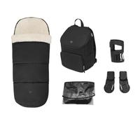 The Maxi-Cosi Oxford Accessory, 5 Essential Accessories for the Oxford Stroller, 2-in-1 Footmuff, Nappy Backpack, Cup Holder, Baby car seat Adapters, Rain Cover, Twillic Black