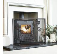 "The Meadow" Antique Bronze and Black Fireguard Fire Screen - Classic Style Mesh Guard for Log Burners & Open Fires - Spark & Debris Protection