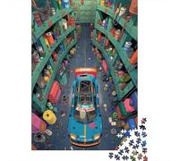 The Mechanical Age 1000-Piece Premium Cardboard Car in Parts Alley Jigsaw Bundle, Educational Challenge, Stress Relief, Gift for Senior Enthusiasts 52x38cm/1000pcs