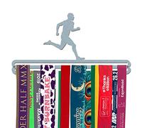 The Medal Hanger Shop | Male Runner | Brushed Stainless Steel | Double Bar | Medal Hanger Display Holder for Runners | Made in Britain