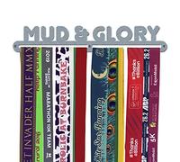 The Medal Hanger Shop | Medal Hanger Display | MUD and Glory | Brushed Stainless Steel | Wall Mounted Running Medal Ribbon Holder | Made in Britain