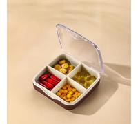 The Medicine Box is Portable and Sealed, and The Medicine is Divided into Carry-on Tablets for Storage (Four grids-Reddish Brown)