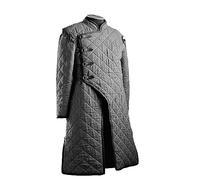 THE MEDIEVALS Thick Padded Gambeson Coat Aketon Full Length Jacket Armor - Black Costumes - 2X-Large