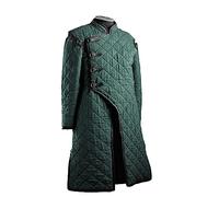 THE MEDIEVALS Thick Padded Gambeson Coat Aketon Full Length Jacket Armor Costumes Dress SCA, Green, XL