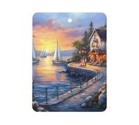 The Mediterranean Harbour Car Air Freshener Decorative Hanging Aromatherapy Tablets for Car Trucks Square