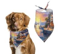 The Mediterranean Harbour Dog Bandana Adjustable Pet Scarf Bib Cute Triangle Handkerchief for Dogs Cats Gifts