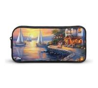 The Mediterranean Harbour Pencil Case Large Capacity Pen Pouch Bag Stationery Organizer Makeup Bag
