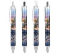 The Mediterranean Harbour Retractable Ballpoint Pen Black Ink Ball Point Pen Work Pens 4 PCS