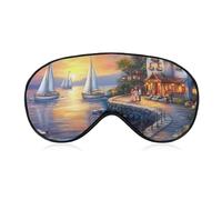 The Mediterranean Harbour Sleep Mask Lightweight Blindfold Eye Mask with Adjustable Strap for Men Women