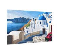 The Mediterranean Piece Jigsaw Puzzle 1500 Jigsaw Puzzles for Adults Landscape ImpossiblePuzzle Challenging High Difficulty Activity,Gift Box Packaging,Great Gift for Family Friends 87x57CM -1242y